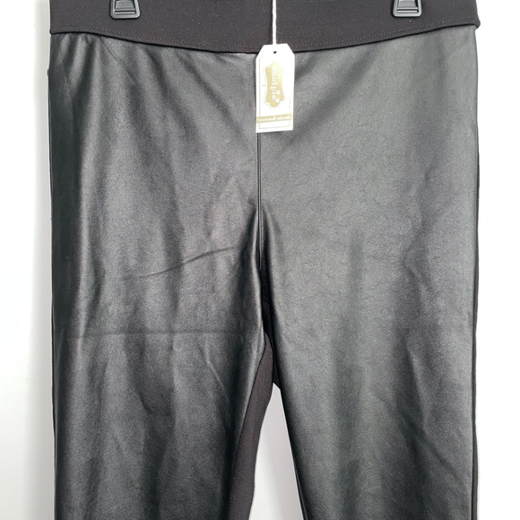 NWT Mudpie Mud Pie Liam Faux Leather Black Leggings Size Large - Picture 3 of 6